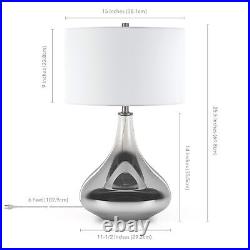 25 Nickel Glass Table Lamp With White Drum Shade