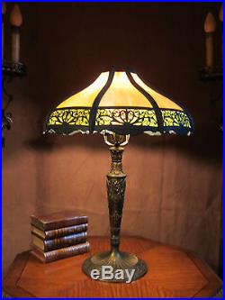 25 WILKINSON Lamp BASE # 251 w Top Ring slag leaded stained glass, Handel era