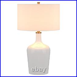 25 White Glass Urn Table Lamp With White Drum Shade