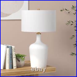 25 White Glass Urn Table Lamp With White Drum Shade