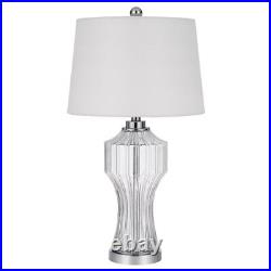 26 Clear Glass Table Lamp With White Empire Shade