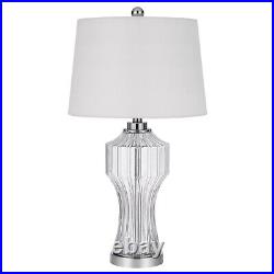 26 Clear Glass Table Lamp With White Empire Shade