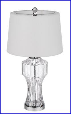 26 Clear Glass Table Lamp With White Empire Shade