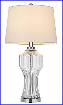 26 Clear Glass Table Lamp With White Empire Shade