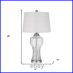 26 Clear Glass Table Lamp With White Empire Shade