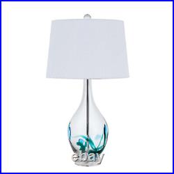 27 Clear Glass Table Lamp With White Empire Shade