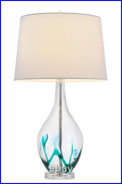 27 Clear Glass Table Lamp With White Empire Shade