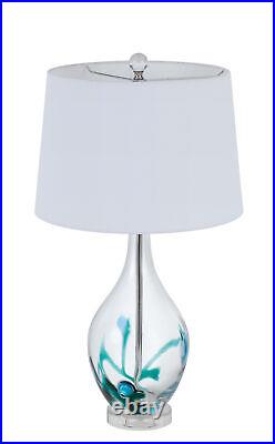 27 Clear Glass Table Lamp With White Empire Shade