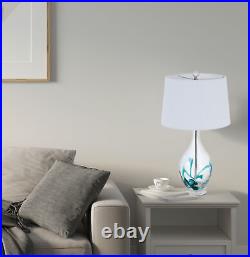 27 Clear Glass Table Lamp With White Empire Shade