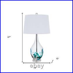 27 Clear Glass Table Lamp With White Empire Shade