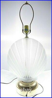 27 Vintage Glass Clam Shell Table Lamp Clear Frosted Beach House Home Decor