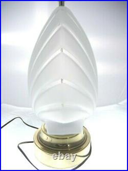 27 Vintage Glass Clam Shell Table Lamp Clear Frosted Beach House Home Decor