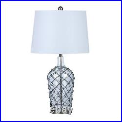 28.25 Hemp Rope Mesh over Glass Table Lamp with Decorator