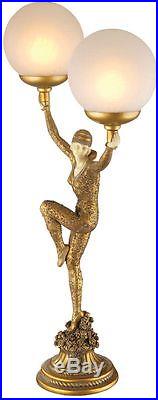 28 Art Deco Demure Miss Dancer Frosted Glass Globes Illuminated Statue Lamp