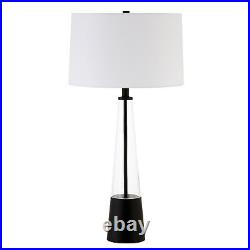 29 Black Glass Table Lamp With White Drum Shade