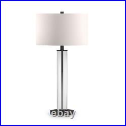 29 Black Glass Table Lamp With White Drum Shade