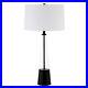 29 Black Glass Table Lamp With White Drum Shade