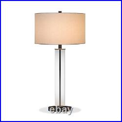 29 Black Glass Table Lamp With White Drum Shade