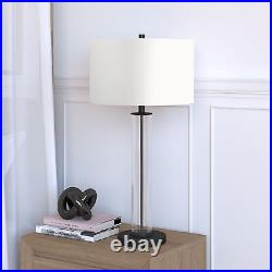 29 Black Glass Table Lamp With White Drum Shade