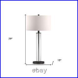 29 Black Glass Table Lamp With White Drum Shade