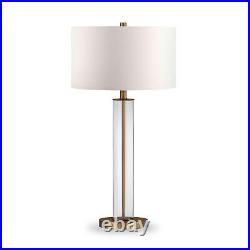 29 Brass Glass Table Lamp With White Drum Shade