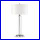 29 Nickel Glass Table Lamp With White Drum Shade