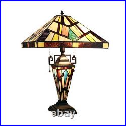 3-Light Tiffany-Style Stained Glass Table Lamp, Double-Lit, 16 Shade