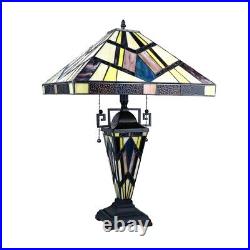 3-Light Tiffany-Style Stained Glass Table Lamp, Double-Lit, 16 Shade