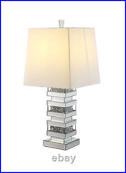 30 Clear Glass Table Lamp With White Empire Shade