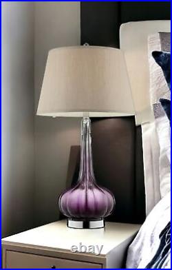 30 Purple Ombre Glass Table Lamp with Beige Shade