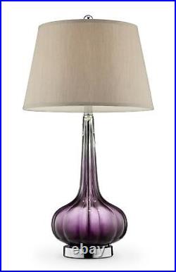 30 Purple Ombre Glass Table Lamp with Beige Shade