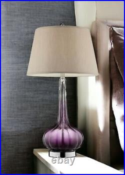 30 Purple Ombre Glass Table Lamp with Beige Shade