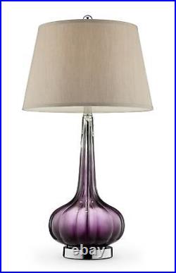 30 Purple Ombre Glass Table Lamp with Beige Shade