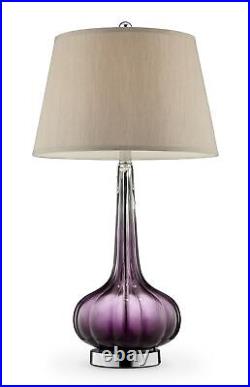 30 Tall Glass Table Lamp Mulberry with Purple finish, Fabric Shade