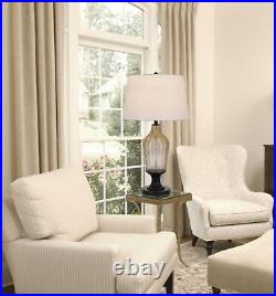 31 Bronze Glass Table Lamp With White Empire Shade