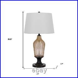 31 Bronze Glass Table Lamp With White Empire Shade