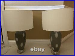 31 Grey & White Glass Table Lamps Set Of 2