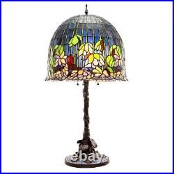 33.75 Wisteria Leaded Glass Stained Glass Table Lamp