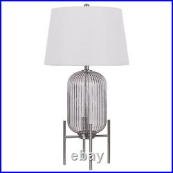 33 Nickel Glass Table Lamp With White Empire Shade