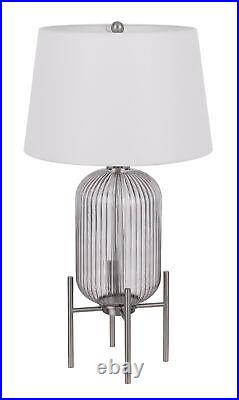 33 Nickel Glass Table Lamp With White Empire Shade