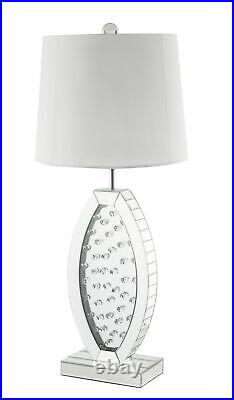 37 Mirrored Glass Table Lamp With White Drum Shade