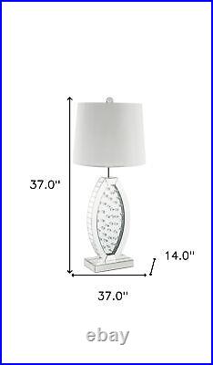 37 Mirrored Glass Table Lamp With White Drum Shade