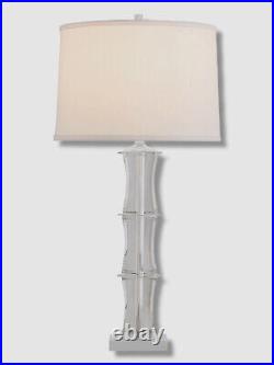 $625 Port 68 Clear Rivoli Crystal Glass Table Light Lamp & Beige Round Shade