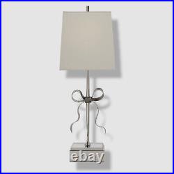 $669 Kate Spade New York Ellery Bow Table Lamp Glass Metal Base & White Shade