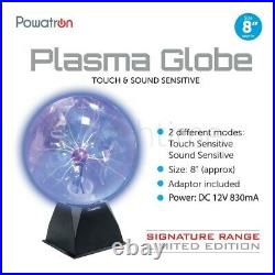 8 Plasma Ball Globe Light Glowing Table Lamp Sound Touch Activated Disco Party