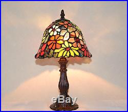 8W Butterfly Flowers Stained Glass Tiffany Style Table Desk Lamp, Zinc Base
