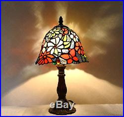 8W Butterfly Flowers Stained Glass Tiffany Style Table Desk Lamp, Zinc Base