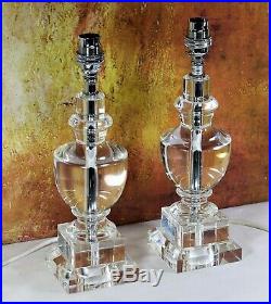 A Pair of Quality Laura Ashley Solid Crystal Glass Table Lamps Antique Style