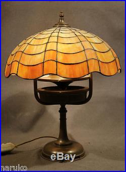 A RARE ONE MOST UNUSUAL GORHAM LEADED GLASS LAMP withAC FAN INTEGRAL IN ITS BASE