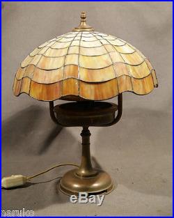 A RARE ONE MOST UNUSUAL GORHAM LEADED GLASS LAMP withAC FAN INTEGRAL IN ITS BASE